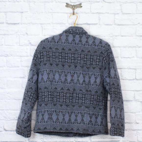 Vintage! Woolrich Blue Wool Blend Aztec Southwestern Jacket Coat Size M - Picture 4 of 8